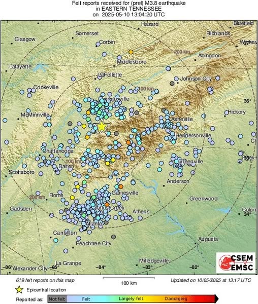 BREAKING: Small Earthquake Felt Throughout the Southeast U.S., Including in Atlanta and Knoxville
